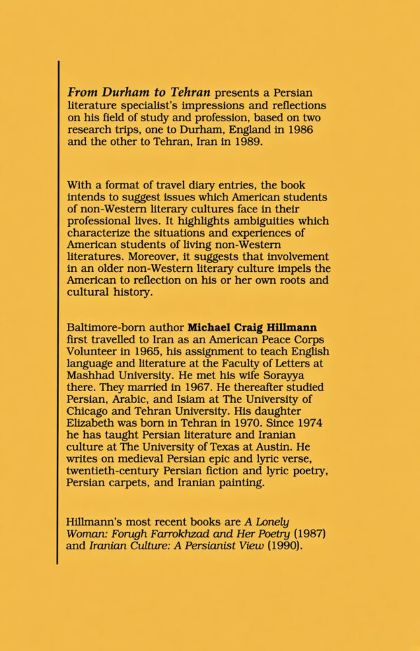 From Durham to Tehran: Persianist Impressions (hardcover)